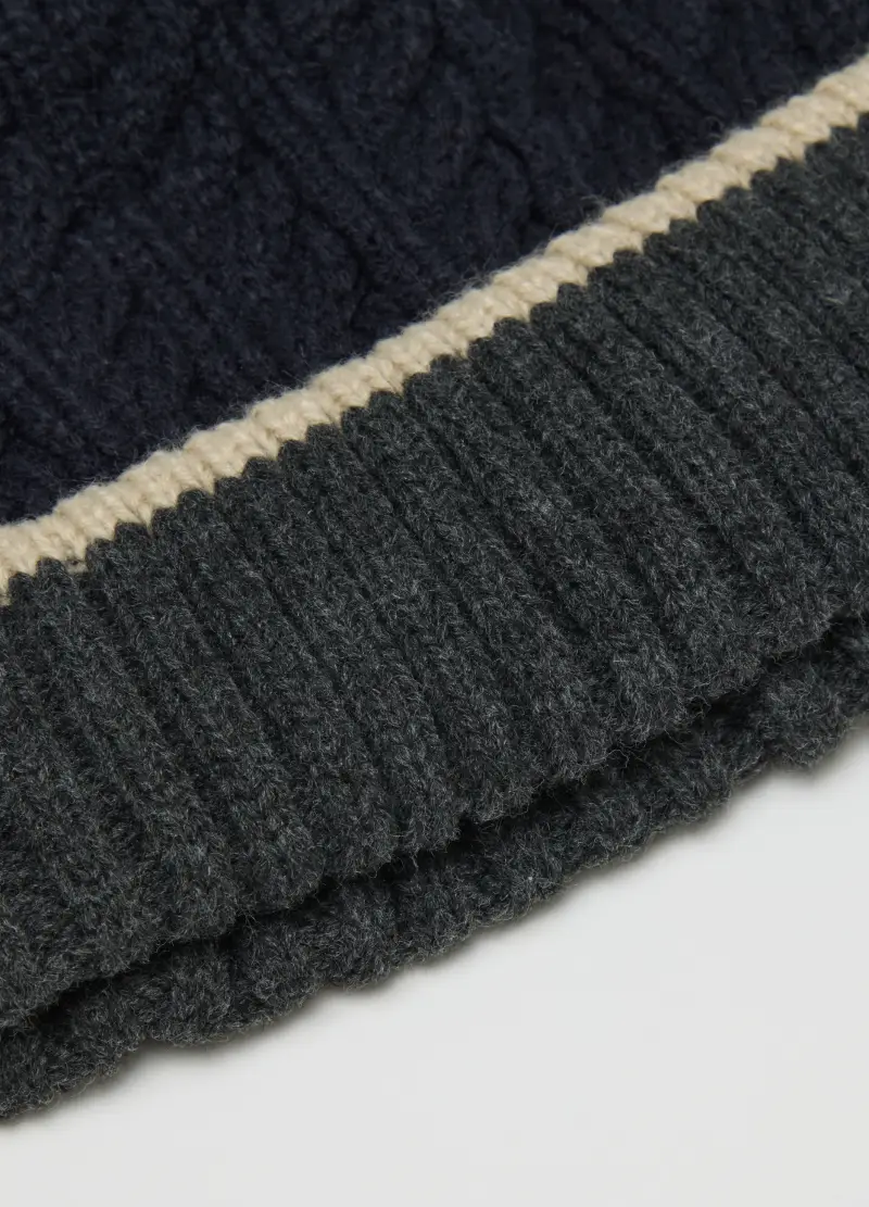 Berretto Blu Lavorato A Maglia, Uomo, Multicolor miniatura 2