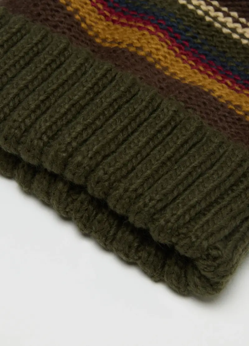 Berretto Marrone A Righe Con Pon Pon, Uomo, Multicolor miniatura 2