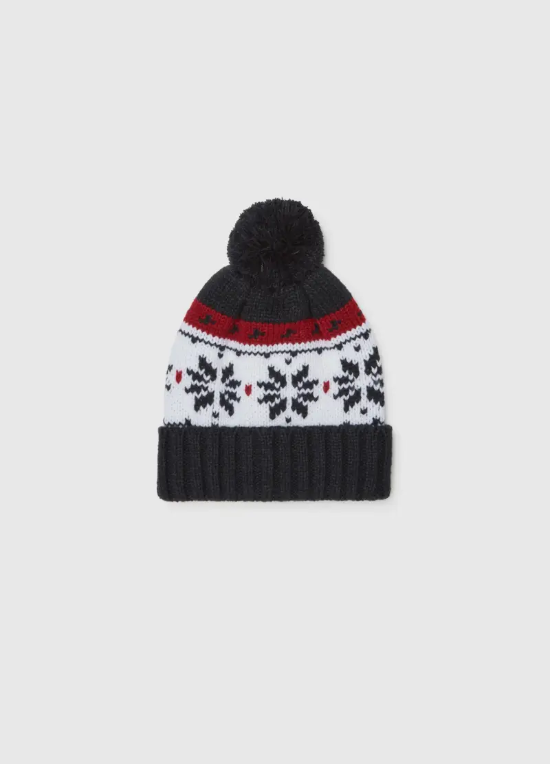 Berretto Natalizio Multicolor Con Pompon, Uomo, Multicolor