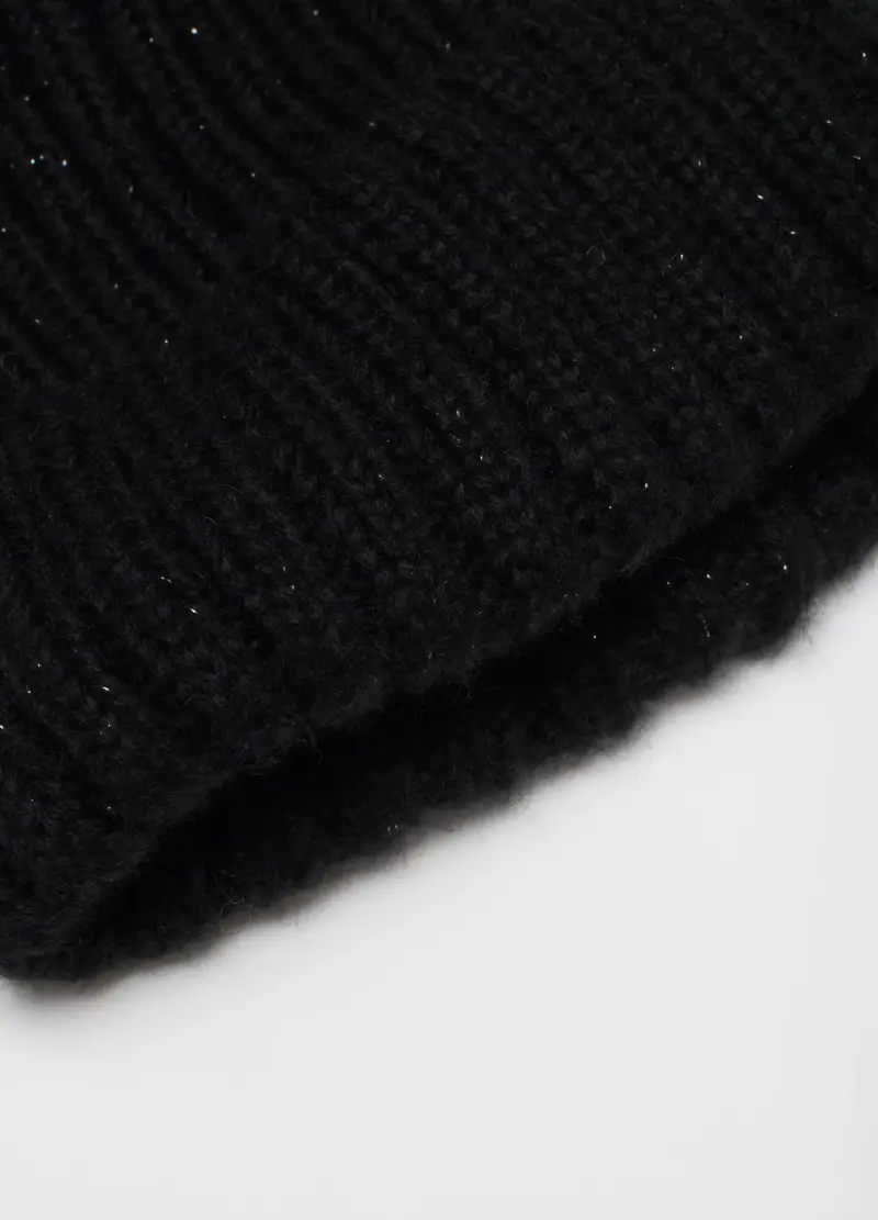 Berretto Nero Con Pompon, Donna, Nero miniatura 3