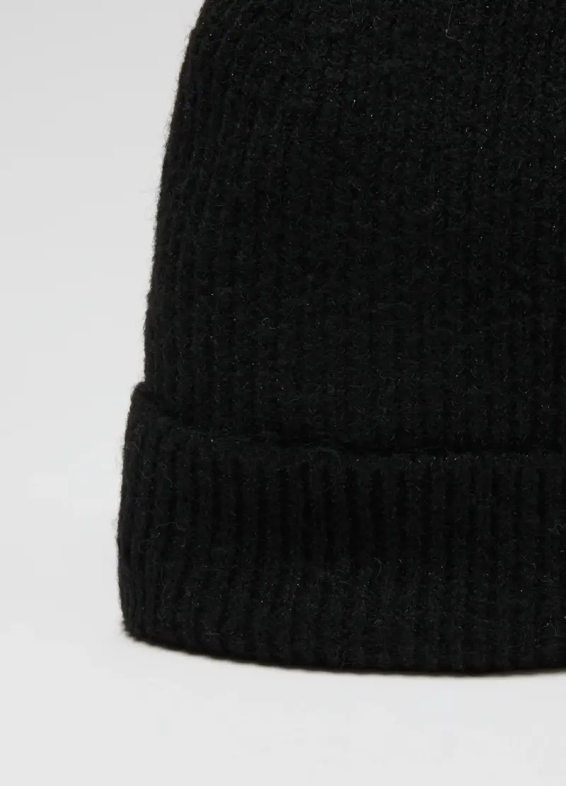 Berretto Nero Lavorato A Maglia, Donna, Nero miniatura 3