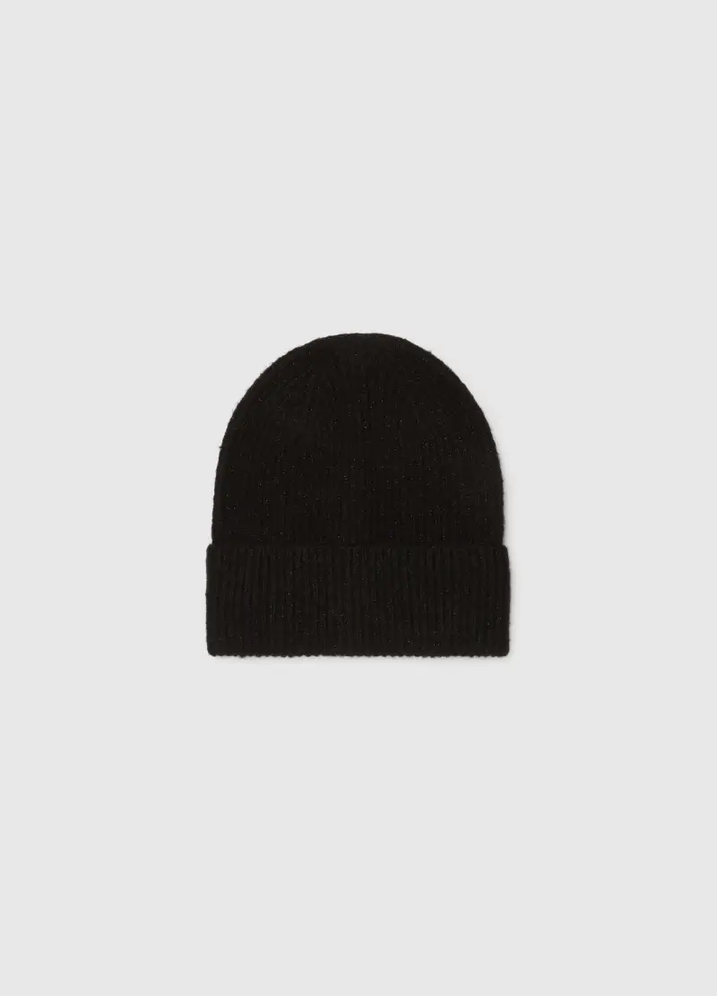 Berretto Nero Lavorato A Maglia, Donna, Nero