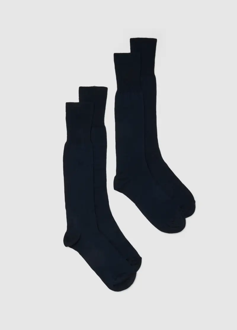 Bipack Calze Lunghe In Misto Bamboo Blu Elasticizzate, Uomo, Blu