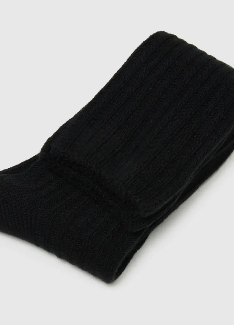 Bipack Calzini Lunghi Neri A Coste, Donna, Nero miniatura 2