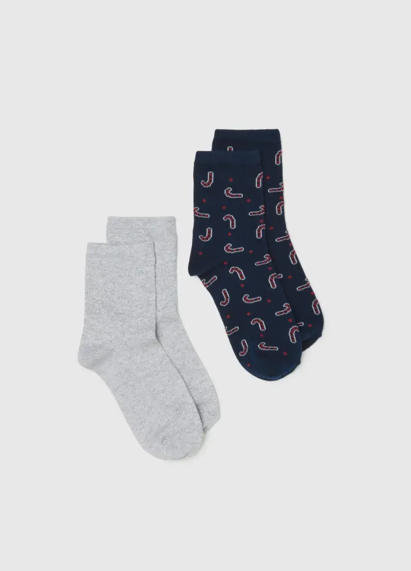 Bipack Calzini Natalizi Corti In Misto Cotone Multicolor, Donna, Multicolor