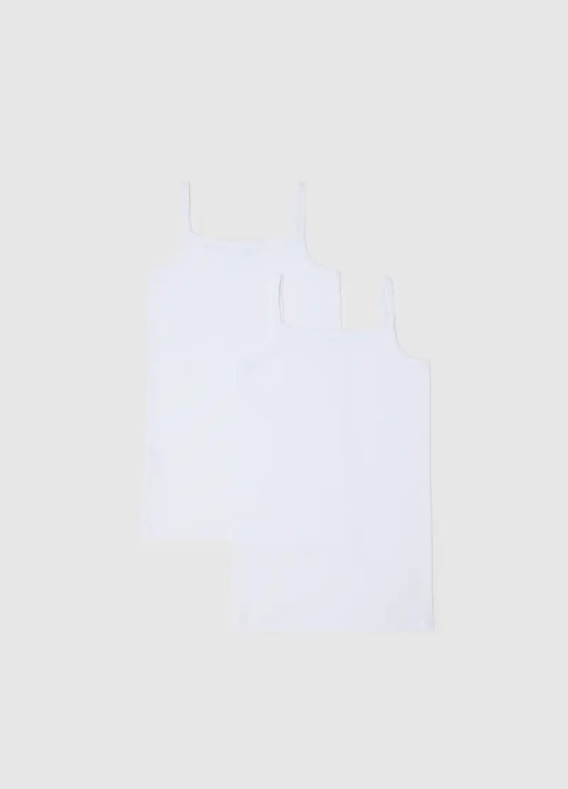 Bipack Canottiera Bianca Da Ragazza In Puro Cotone Regular Fit, Unisex, Bianco miniatura 2