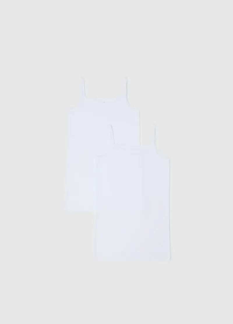 Bipack Canottiera Bianca Da Ragazza In Puro Cotone Regular Fit, Unisex, Bianco