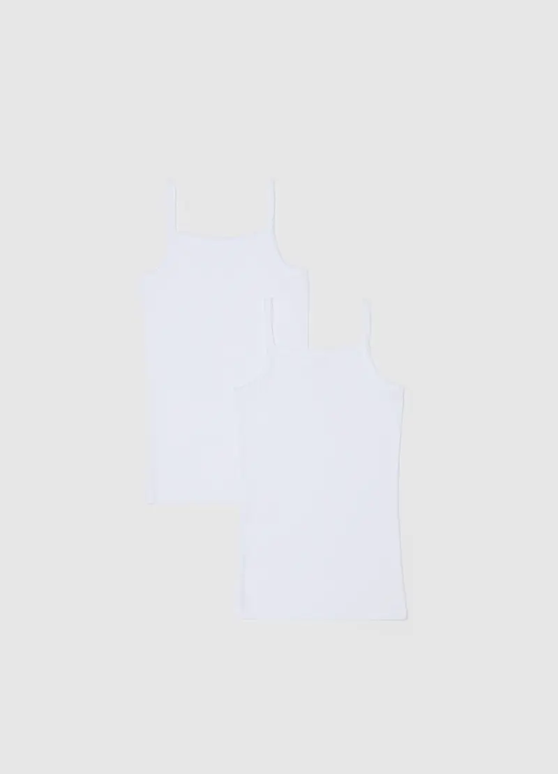 Bipack Canottiere Bianche Da Bambina In Puro Cotone Regular Fit, Unisex, Bianco miniatura 2