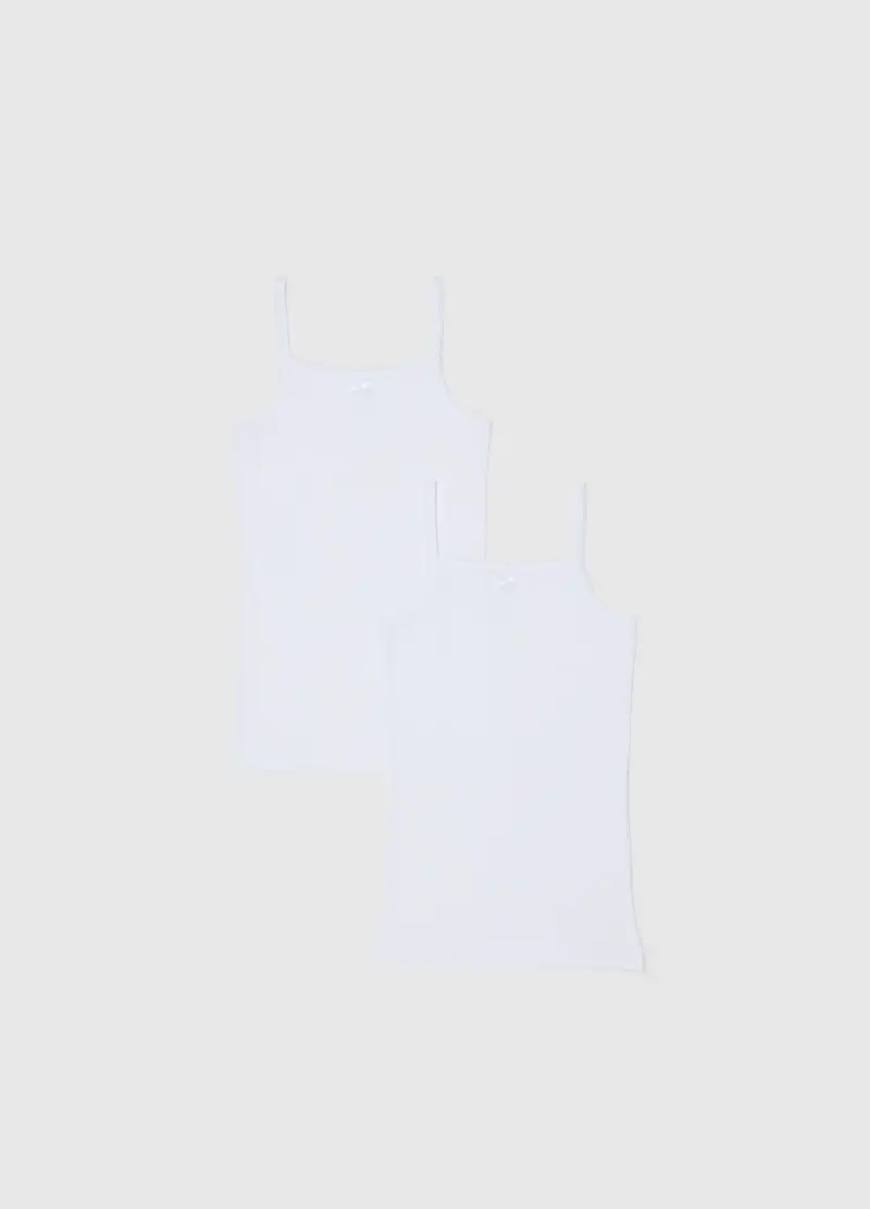 Bipack Canottiere Bianche Da Bambina In Puro Cotone Regular Fit, Unisex, Bianco