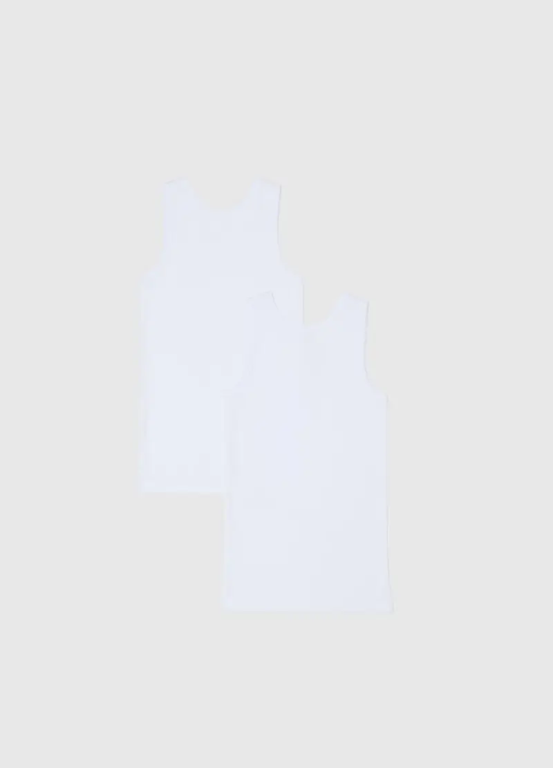 Bipack Canottiere Bianche Da Bambino In Puro Cotone Regular Fit, Unisex, Bianco miniatura 2