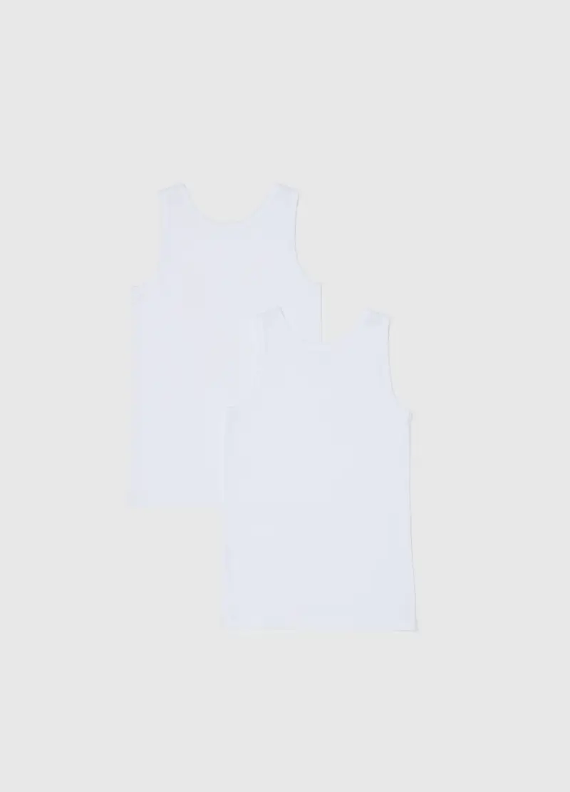 Bipack Canottiere Bianche Da Bambino In Puro Cotone Regular Fit, Unisex, Bianco miniatura 2