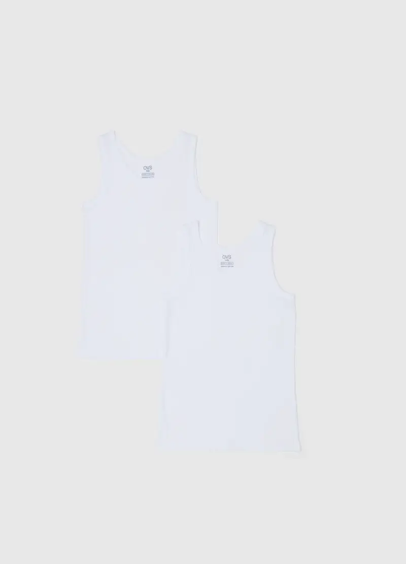 Bipack Canottiere Bianche Da Bambino In Puro Cotone Regular Fit, Unisex, Bianco