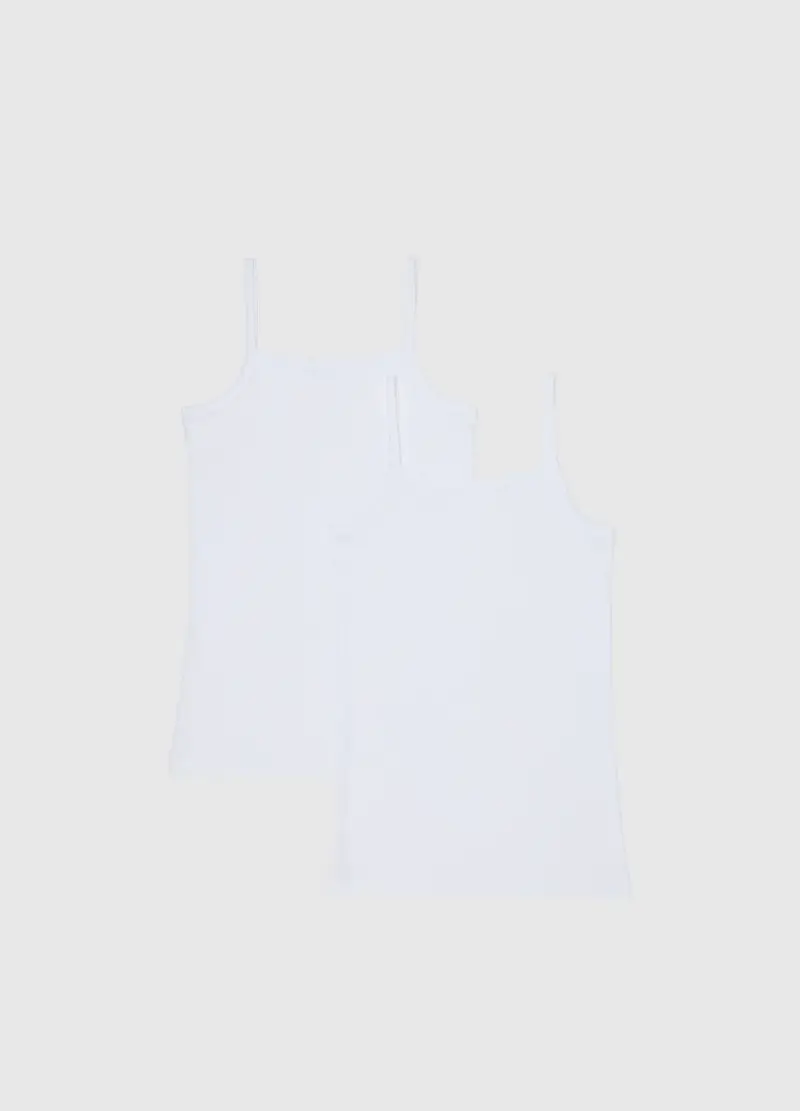 Bipack Canottiere Bianche Da Ragazza In Puro Cotone Regular Fit, Unisex, Bianco miniatura 2