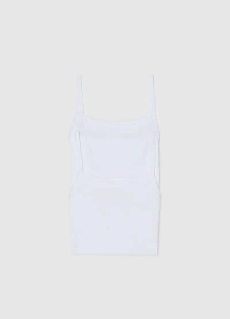 Bipack Canottiere Bianche Da Ragazza In Puro Cotone Regular Fit, Unisex, Bianco miniatura 3