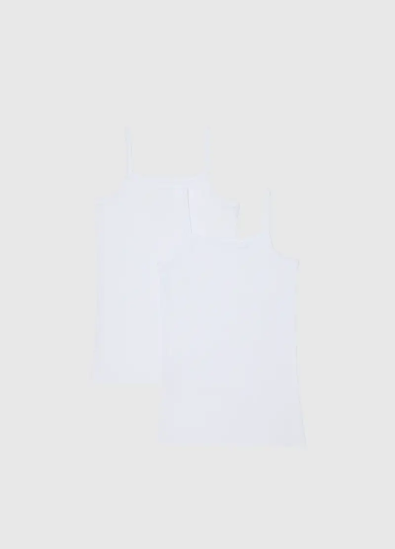 Bipack Canottiere Bianche Da Ragazza In Puro Cotone Regular Fit, Unisex, Bianco