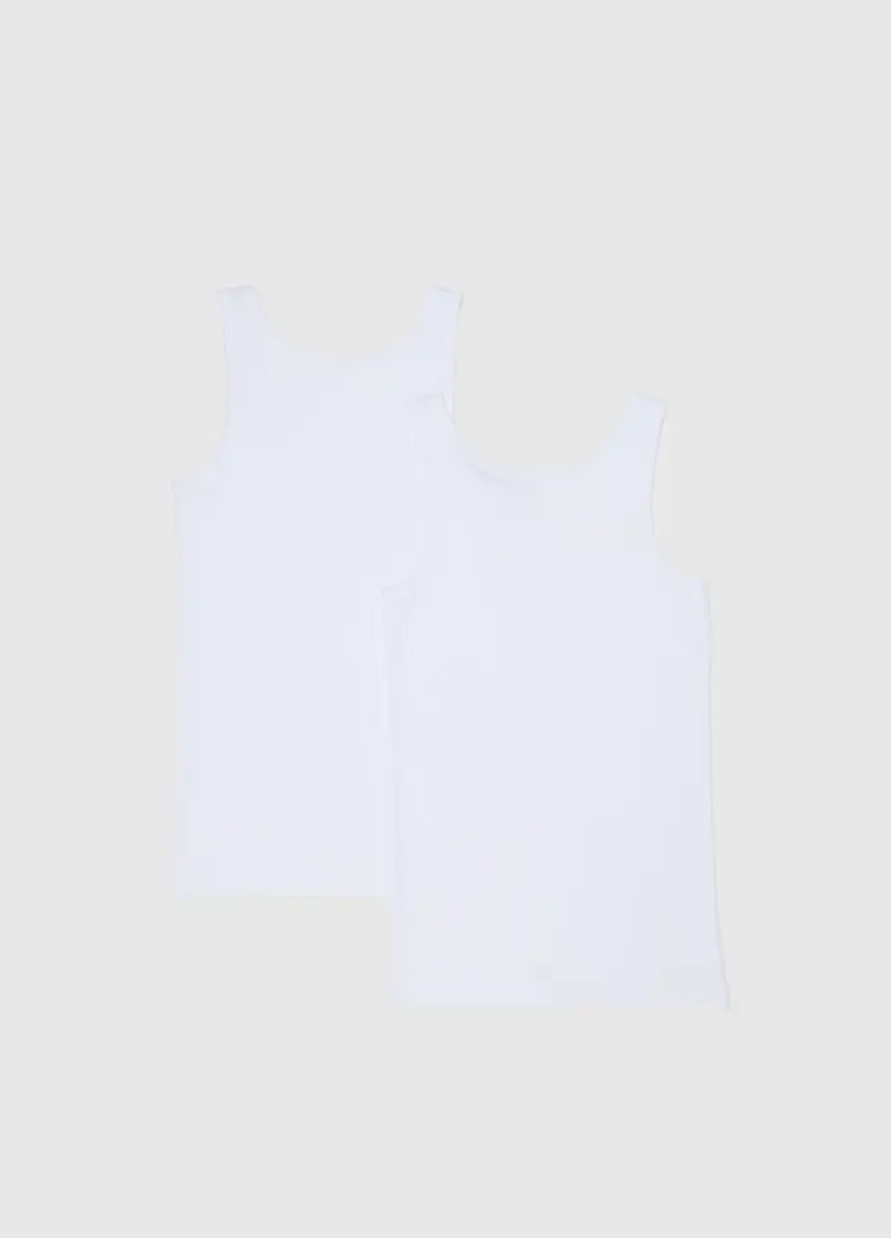 Bipack Canottiere Bianche Da Ragazzo In Puro Cotone Regular Fit, Unisex, Bianco miniatura 2