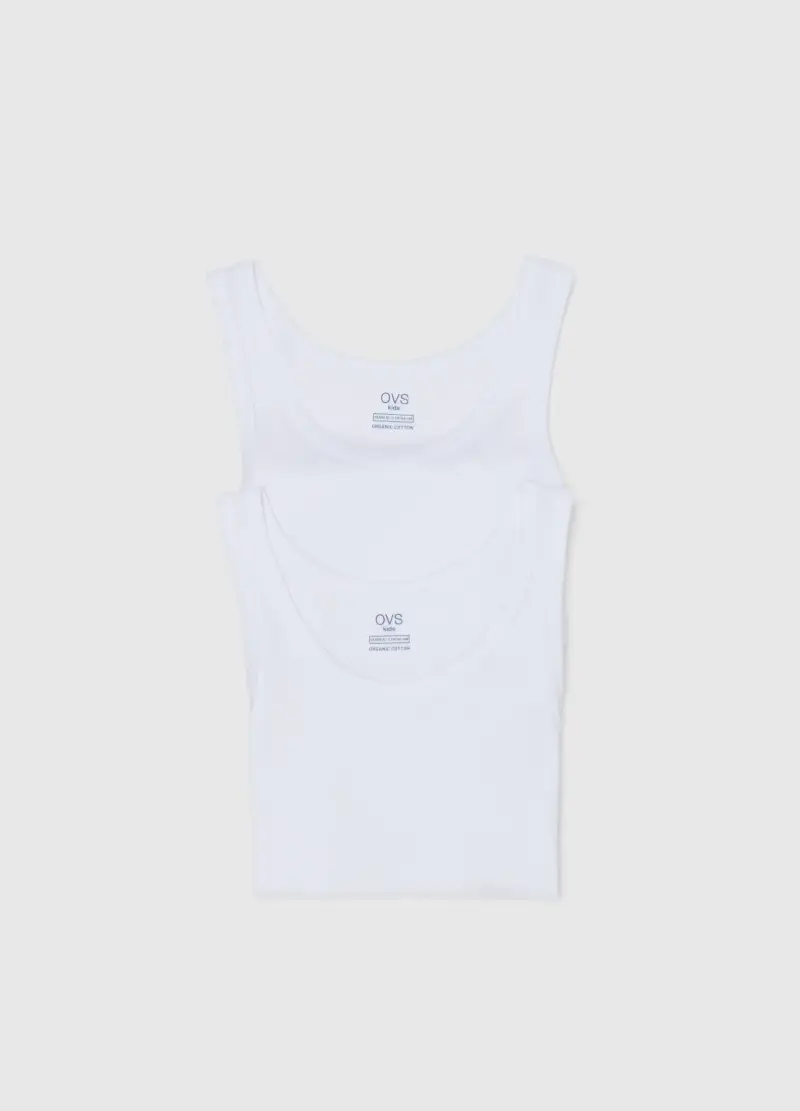 Bipack Canottiere Bianche Da Ragazzo In Puro Cotone Regular Fit, Unisex, Bianco miniatura 3