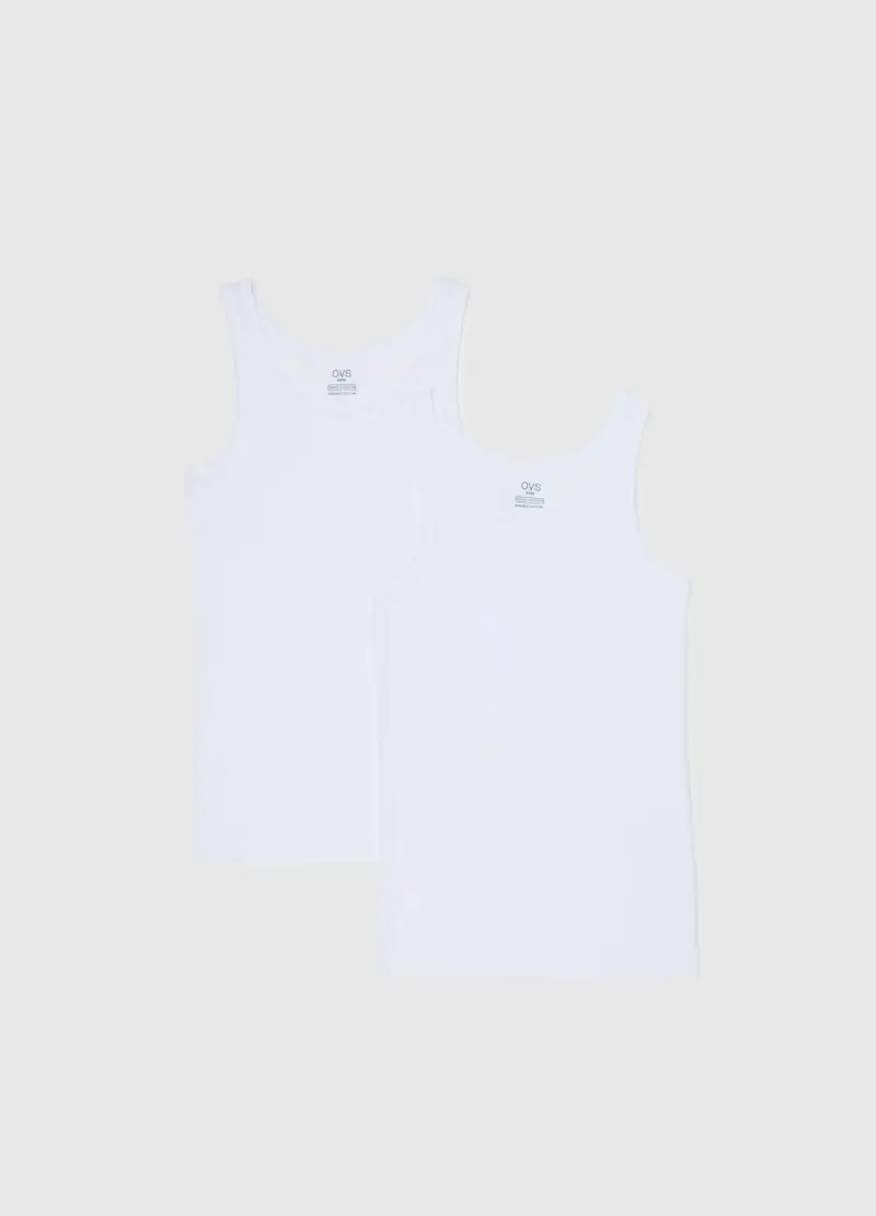 Bipack Canottiere Bianche Da Ragazzo In Puro Cotone Regular Fit, Unisex, Bianco