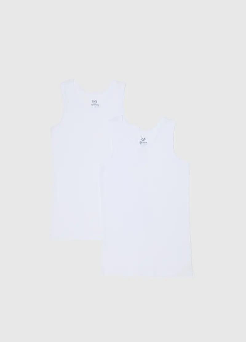 Bipack Canottiere Bianche Da Ragazzo In Puro Cotone Regular Fit, Unisex, Bianco