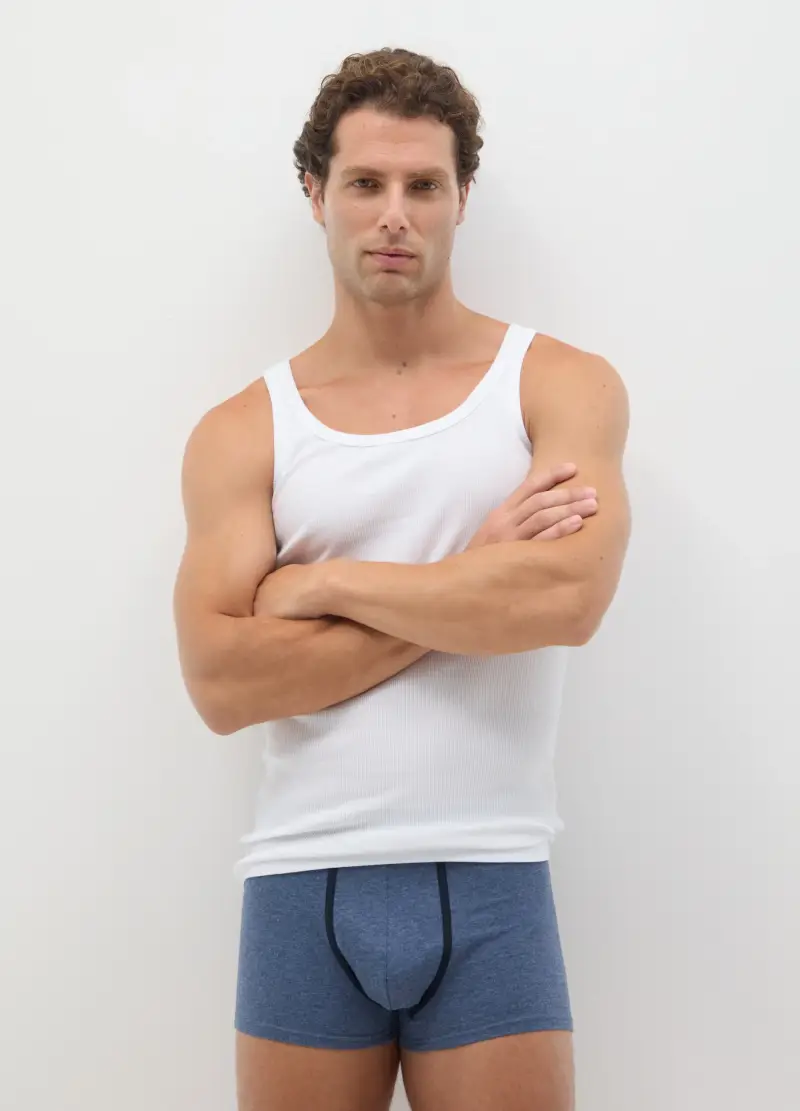 Bipack Canottiere Da Uomo In Puro Cotone Bianco, Bianco