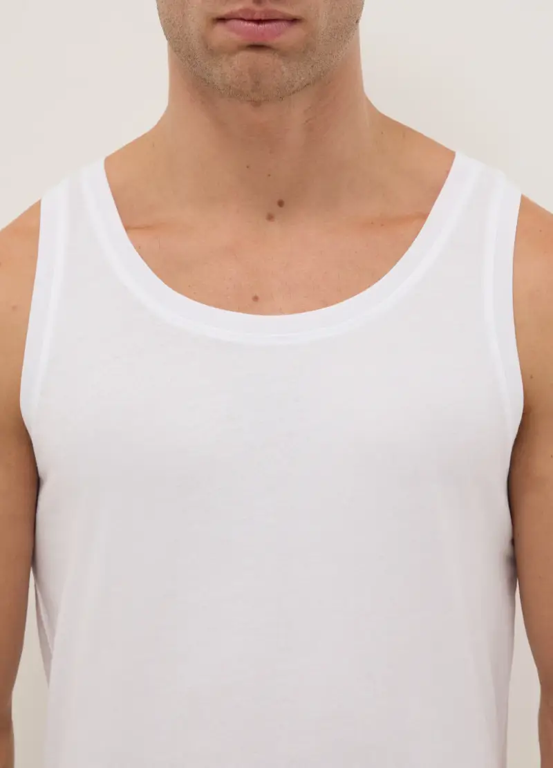 Bipack Canottiere Girocollo Bianche In Puro Cotone Regular Fit, Uomo, Bianco miniatura 2