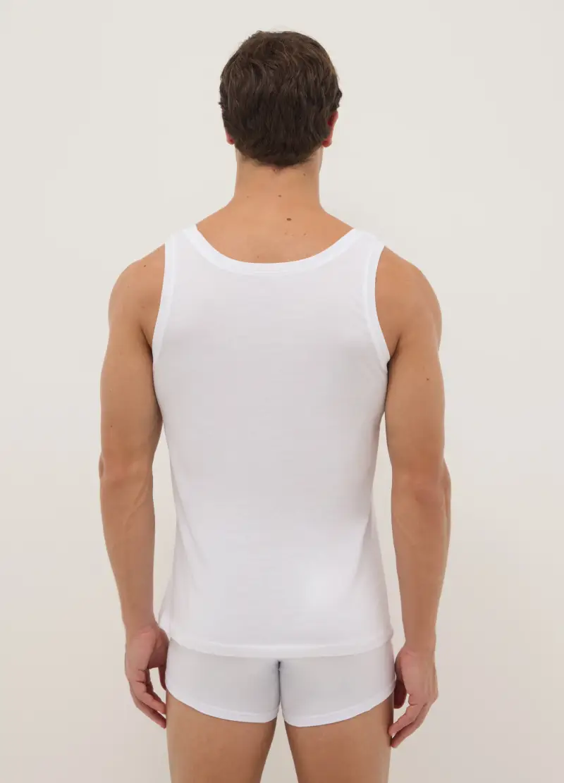 Bipack Canottiere Girocollo Bianche In Puro Cotone Regular Fit, Uomo, Bianco miniatura 3