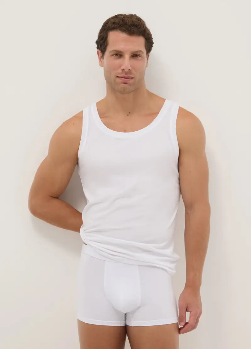 Bipack Canottiere Girocollo Bianche In Puro Cotone Regular Fit, Uomo, Bianco