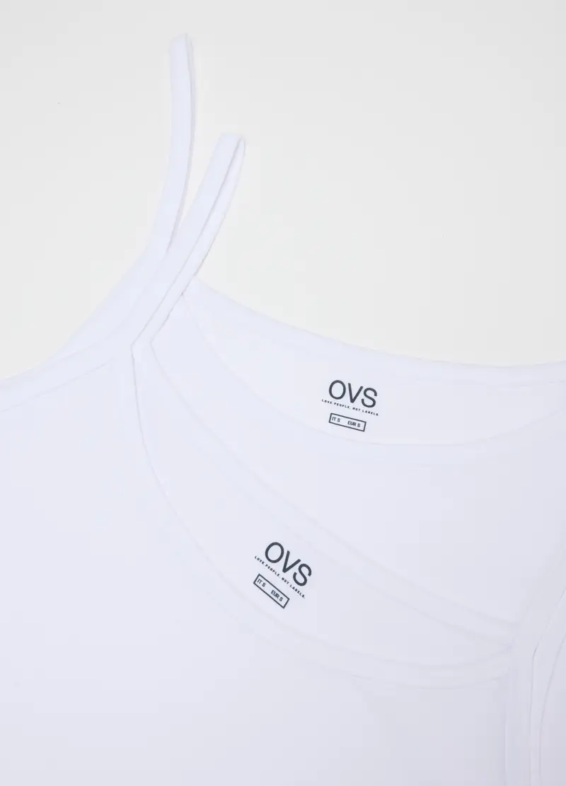 Bipack Canottiere In Cotone Elasticizzato Bianco Regular Fit, Donna, Bianco miniatura 2