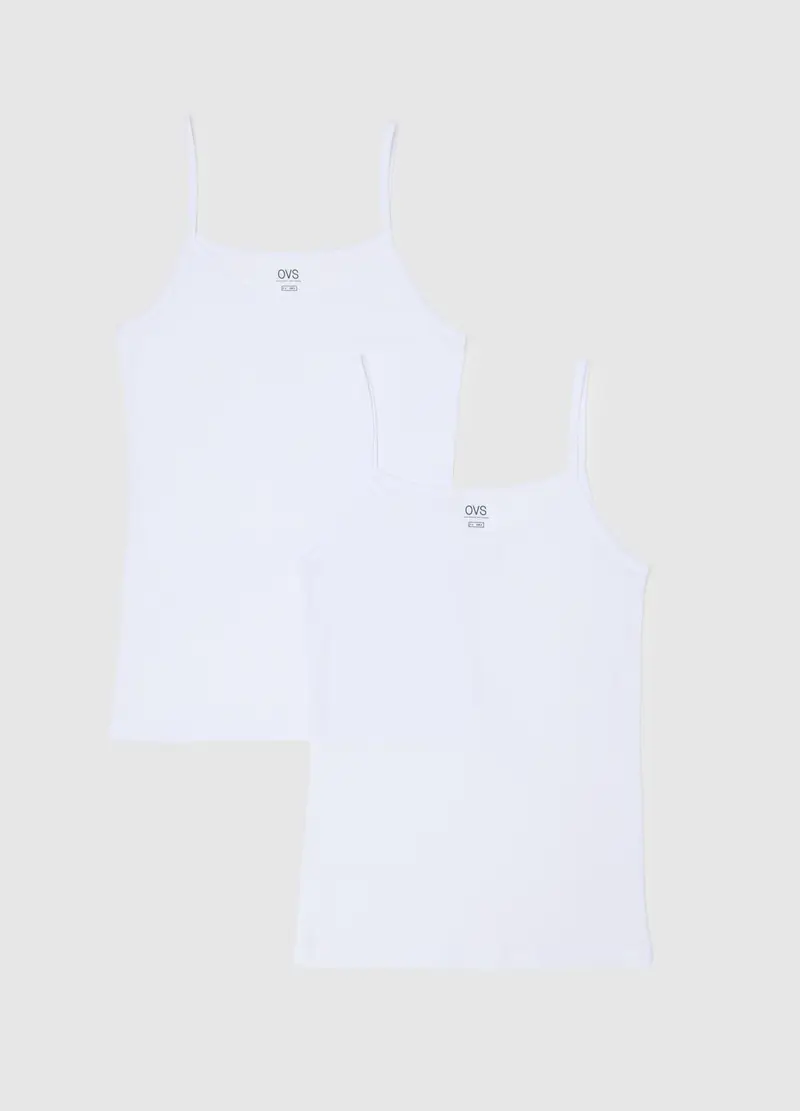 Bipack Canottiere In Cotone Elasticizzato Bianco Regular Fit, Donna, Bianco