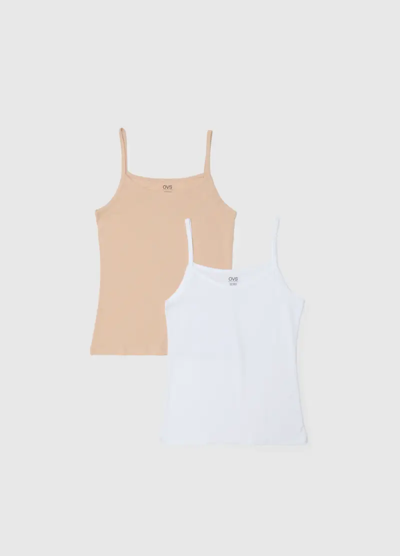 Bipack Canottiere In Cotone Elasticizzato Multicolor Regular Fit, Donna, Multicolor