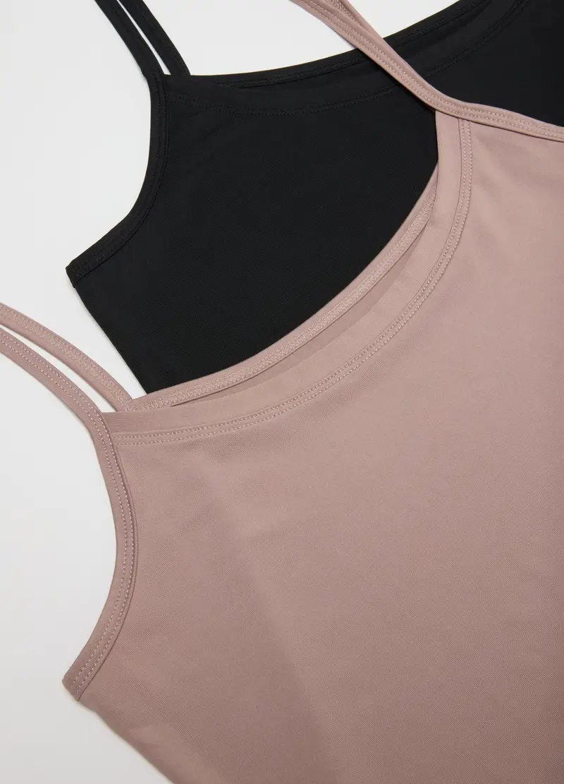 Bipack Canottiere Nero E Rosa In Tessuto Elasticizzato, Donna, Rosa miniatura 2