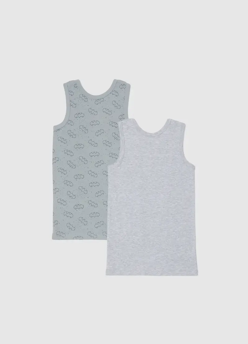 Bipack Di Canottiere Da Bambino In Puro Cotone Con Stampa Batman, Multicolor miniatura 2