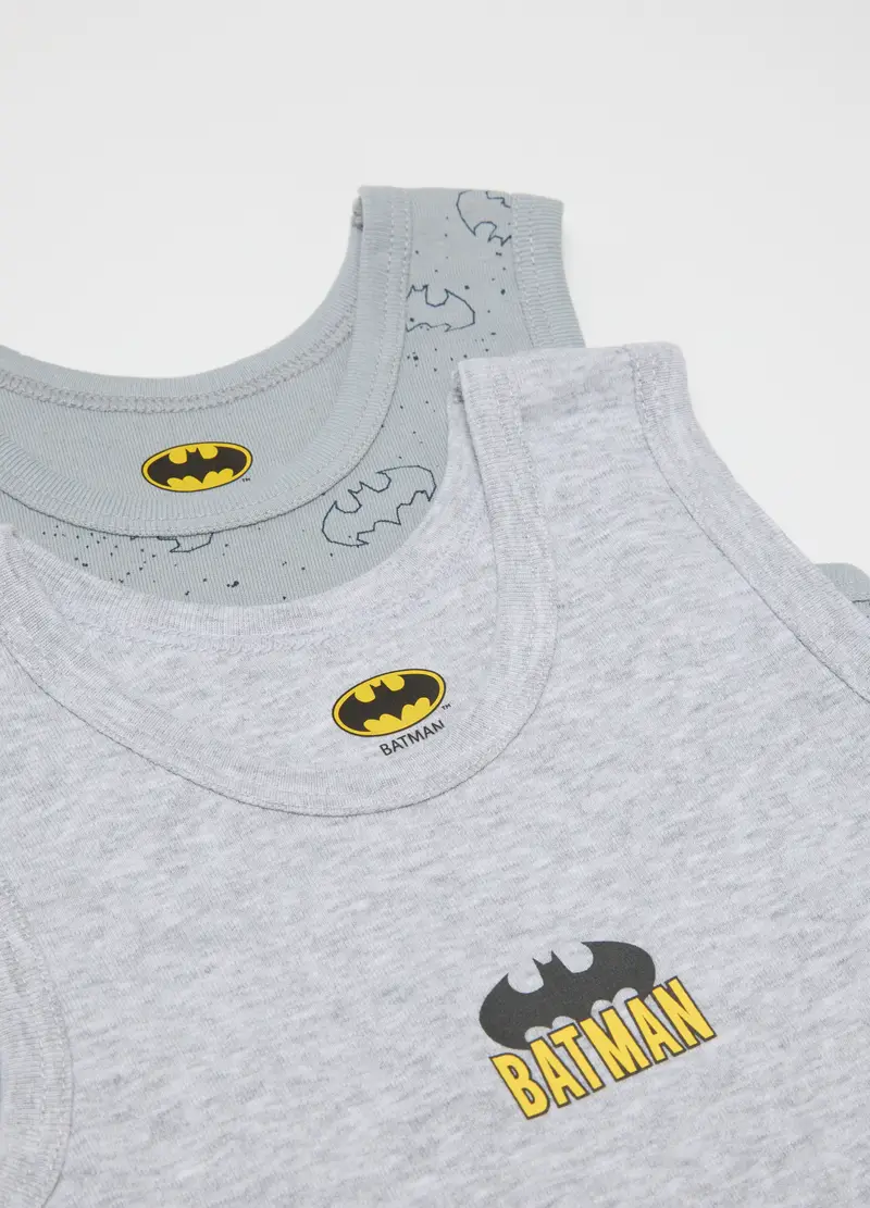 Bipack Di Canottiere Da Bambino In Puro Cotone Con Stampa Batman, Multicolor miniatura 3