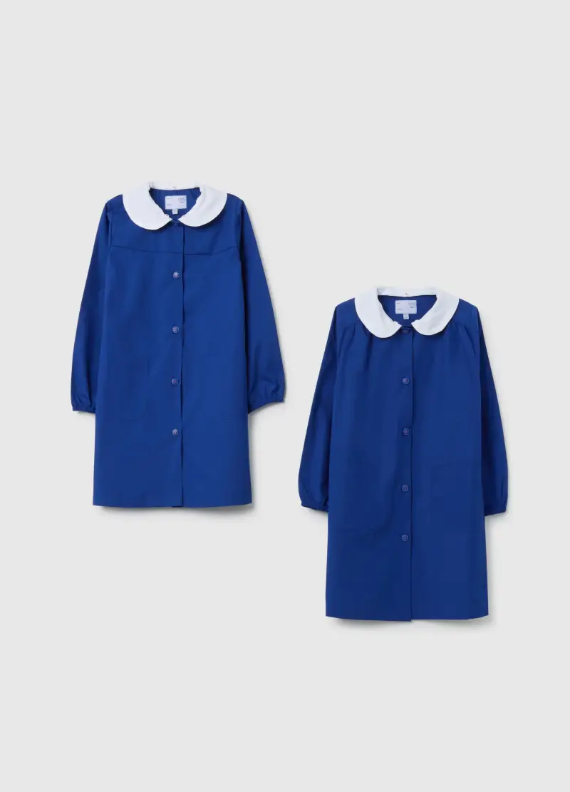 Bipack Grembiuli Scolastici Da Bambina In Misto Cotone Con Colletto, Multicolor