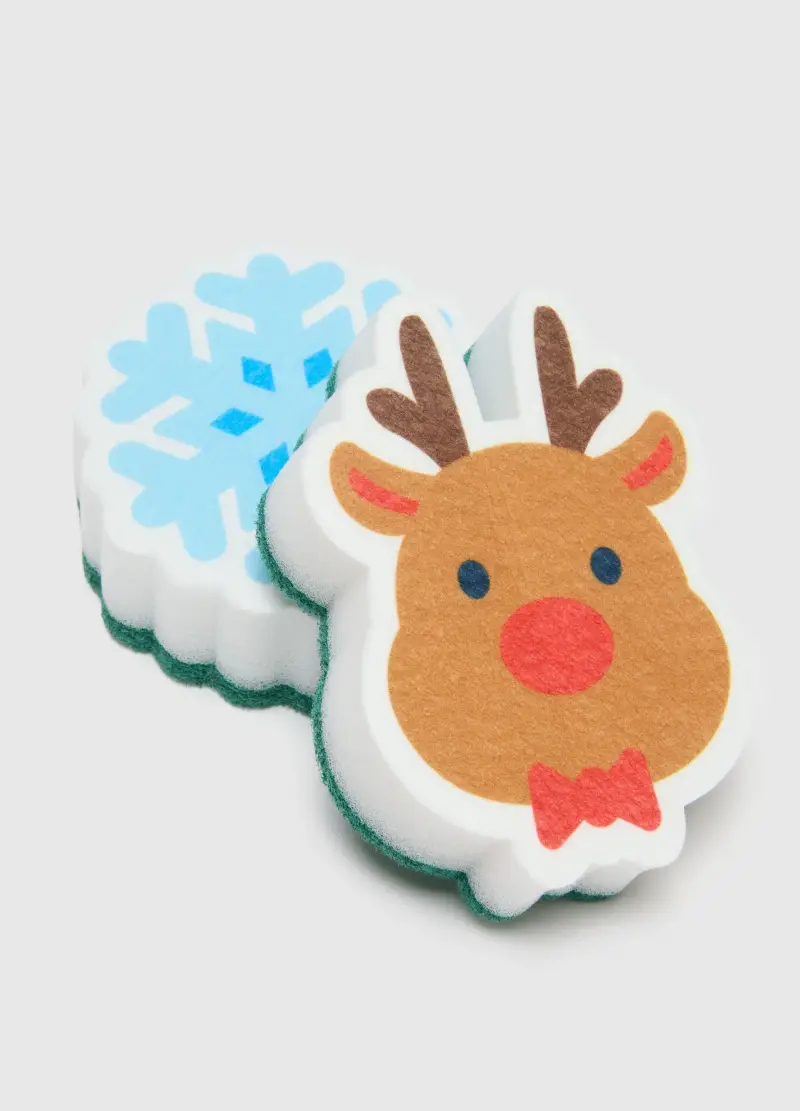 Bipack Spugne Natalizie Multicolor In Materiale Naturale, Donna, Multicolor miniatura 2