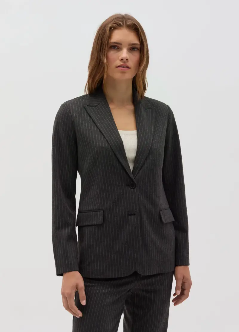 Blazer Gessato Monopetto, Donna, Multicolor