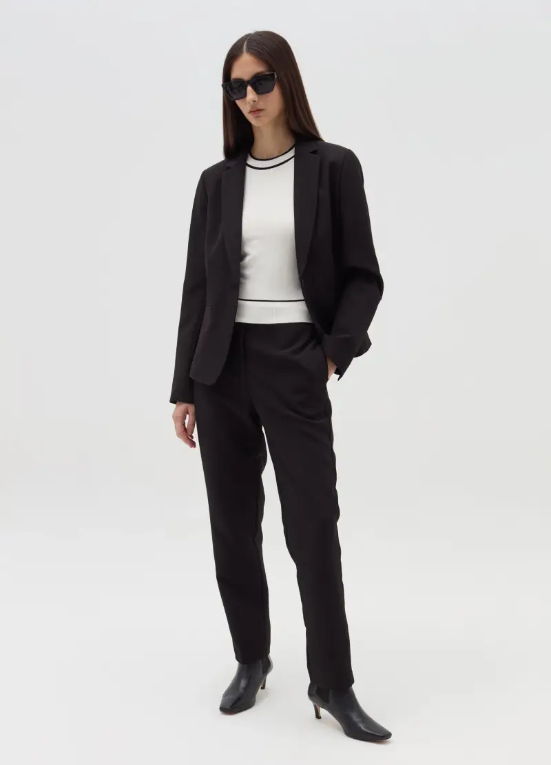 Blazer Monopetto Tinta Unita, Donna, Nero