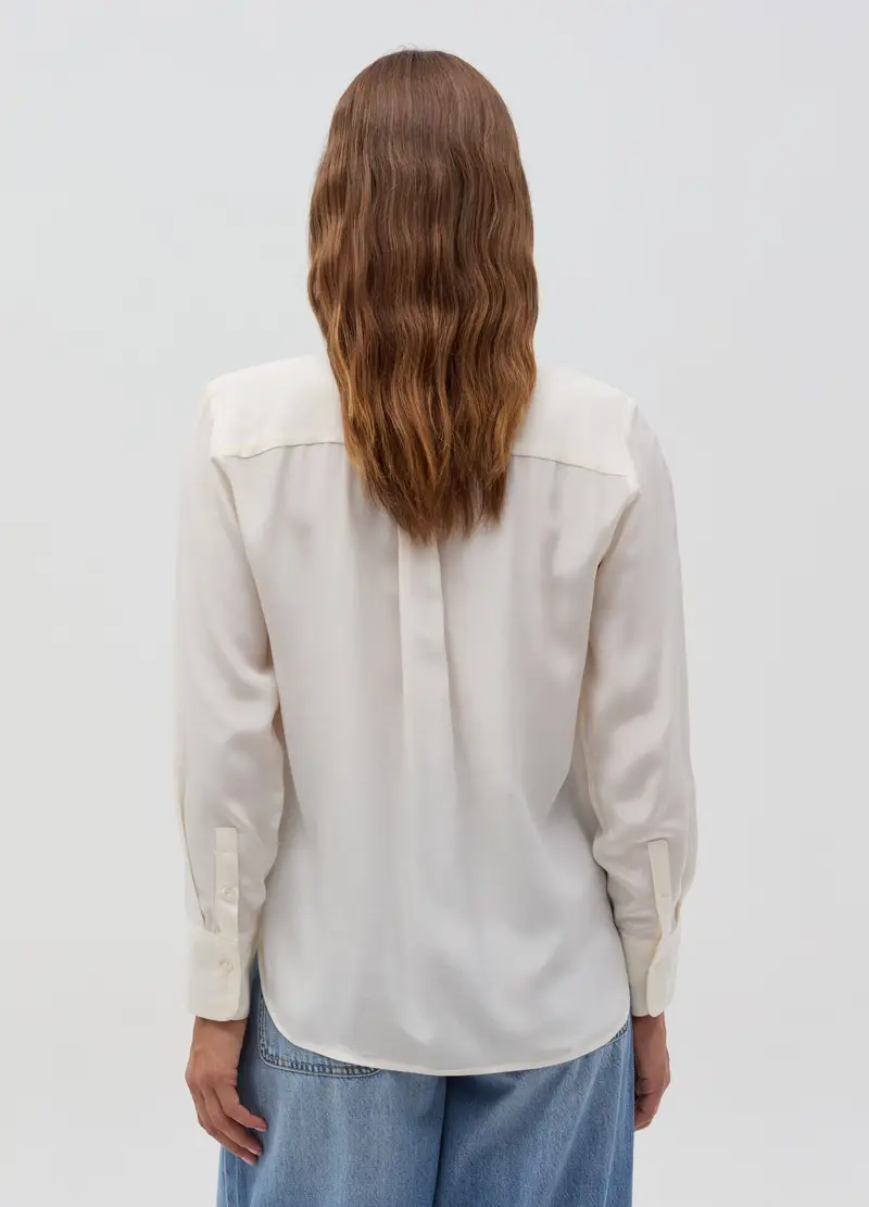 Blusa In Viscosa Con Foulard A Fiocco, Donna, Bianco miniatura 3