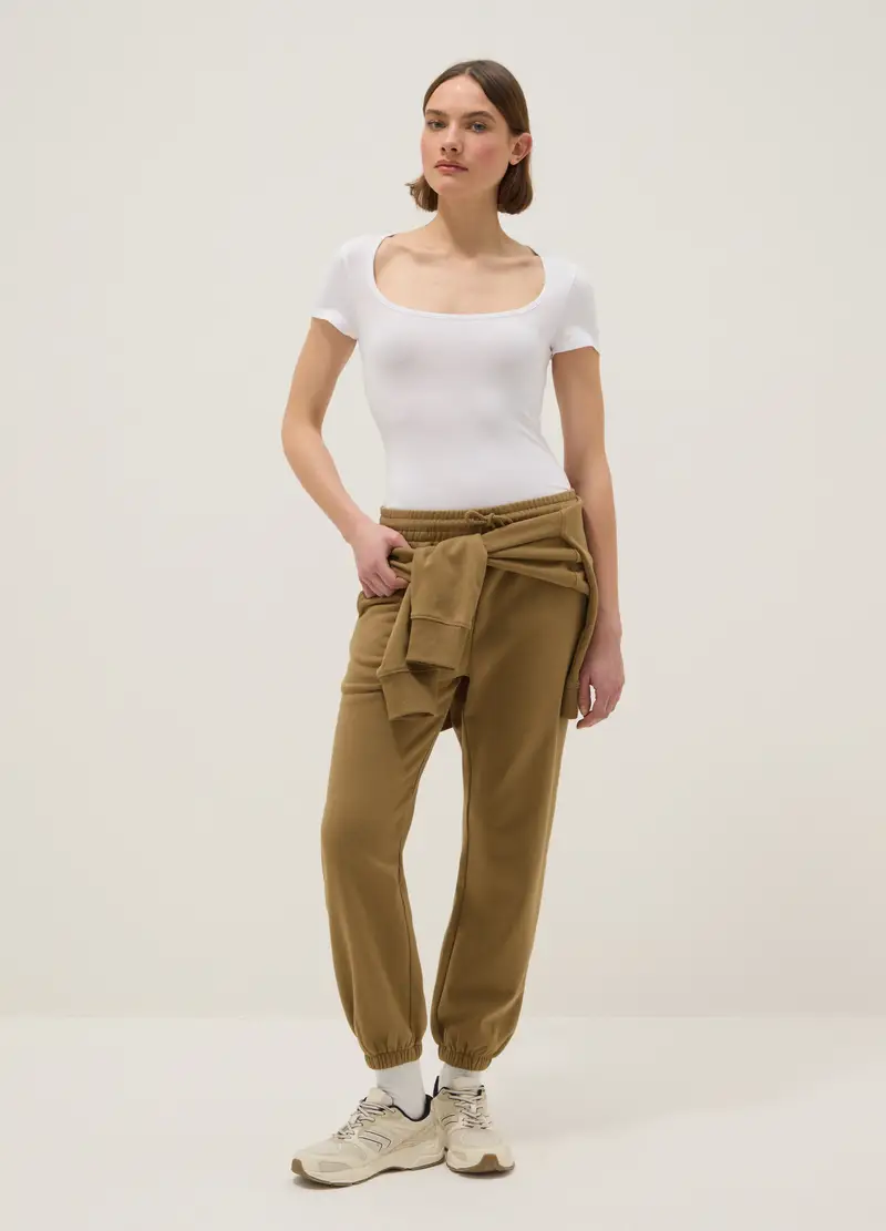 Body Bianco In Cotone Elasticizzato, Donna, Bianco miniatura 2