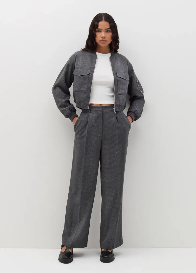 Bomber Con Lurex Full-zip, Donna, Grigio miniatura 2