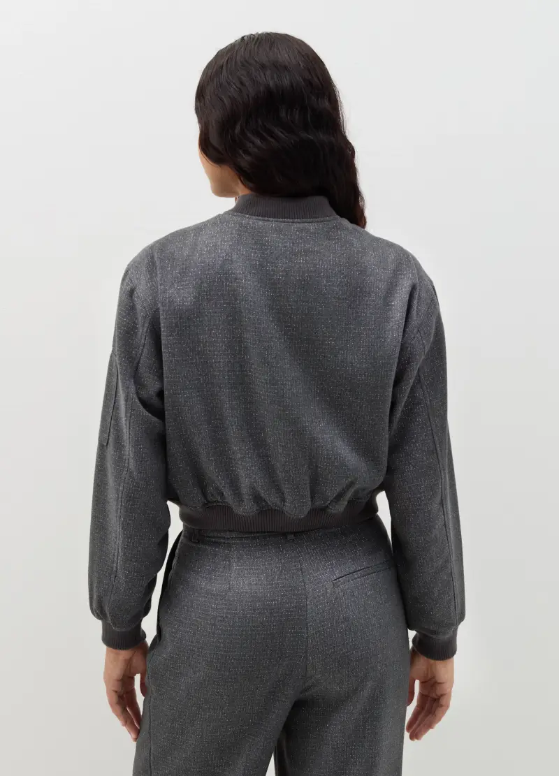 Bomber Con Lurex Full-zip, Donna, Grigio miniatura 3