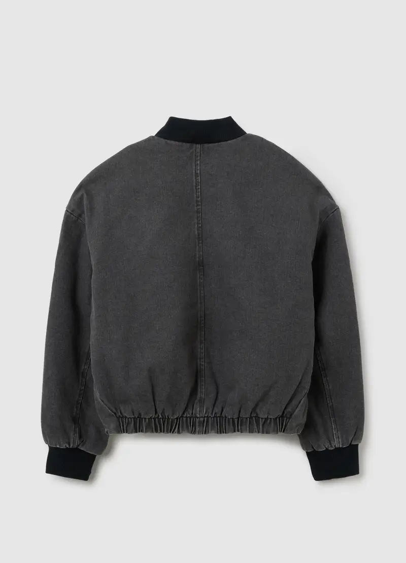 Bomber Da Ragazza In Puro Cotone Grigio E Vestibilità Over, Bambina, Multicolor miniatura 2