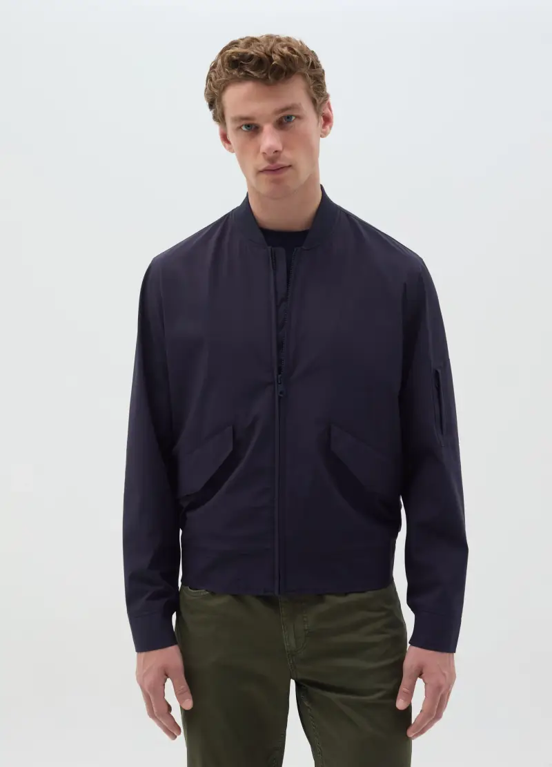 Bomber Leggero Full-zip, Uomo, Blu