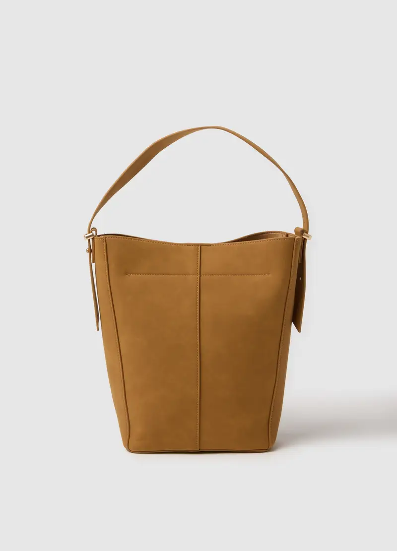 Borsa A Secchiello Marrone Con Manico Regolabile, Donna, Marrone miniatura 2