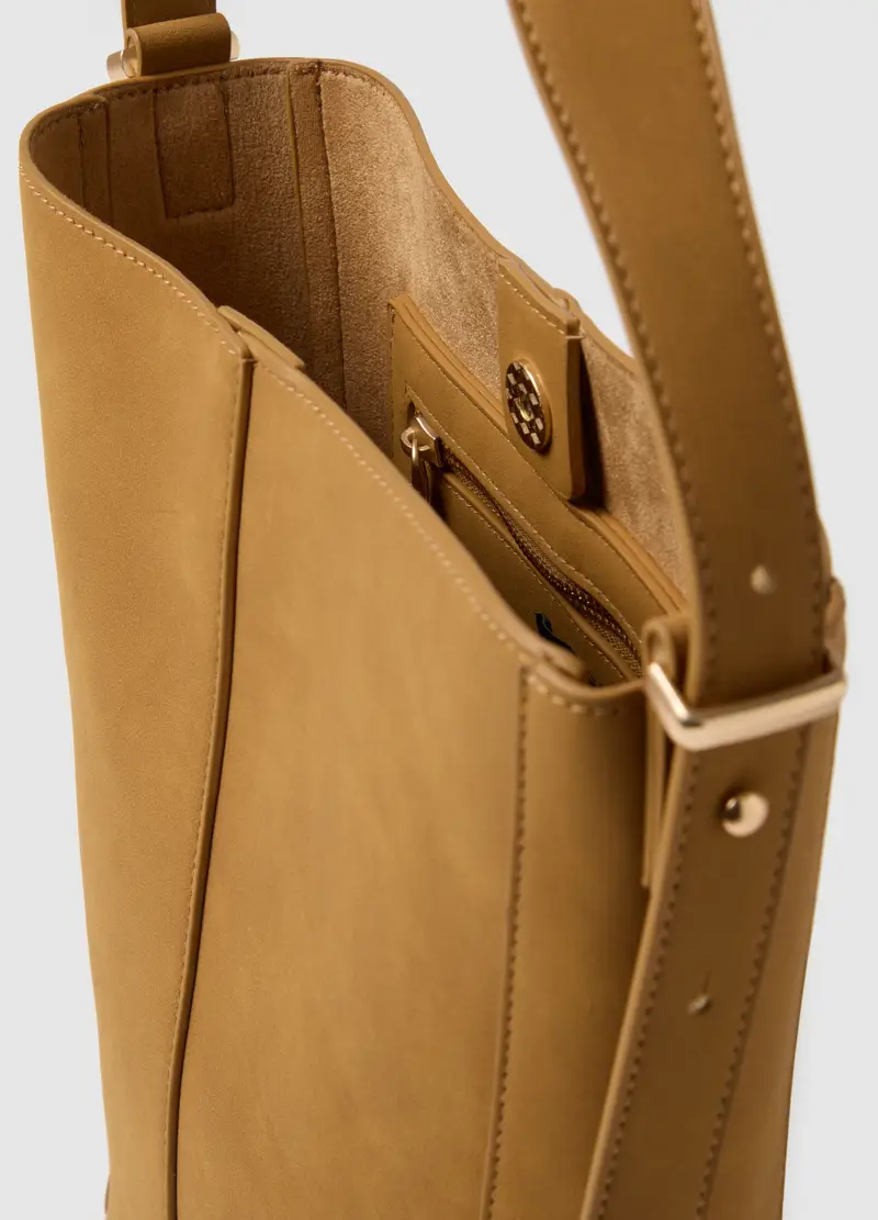 Borsa A Secchiello Marrone Con Manico Regolabile, Donna, Marrone miniatura 3