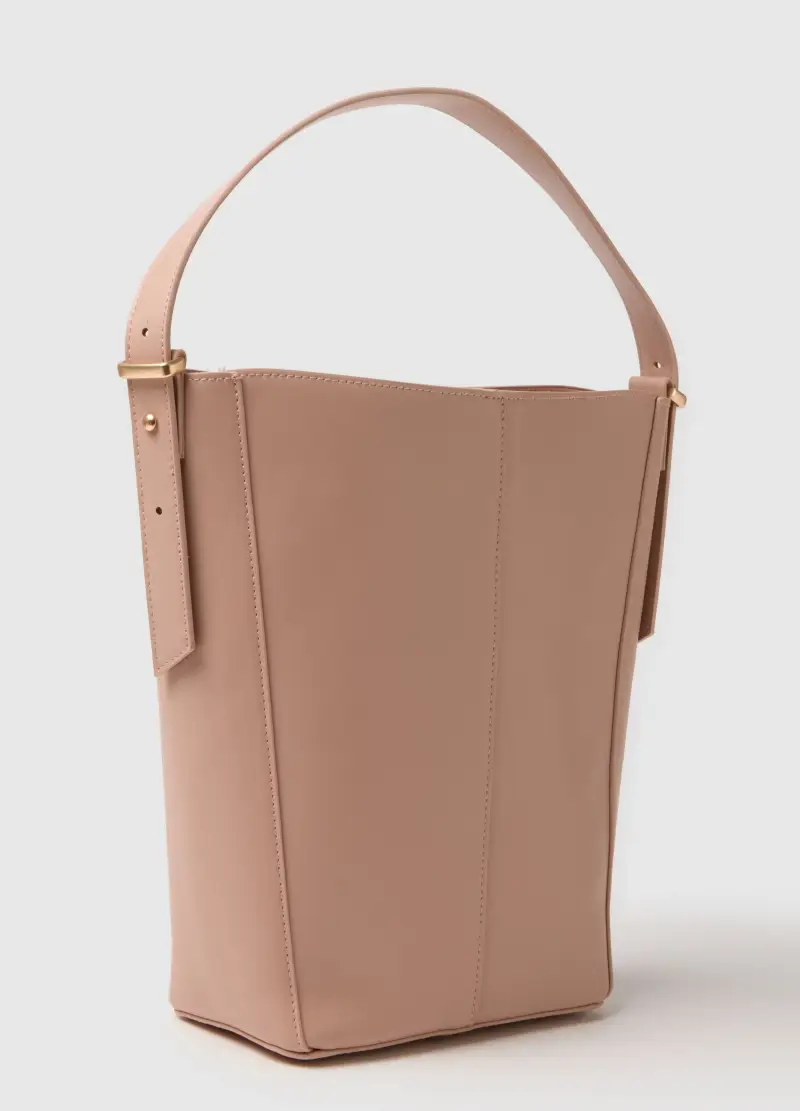 Borsa A Secchiello Rosa Con Dettagli Dorati, Donna, Rosa miniatura 3