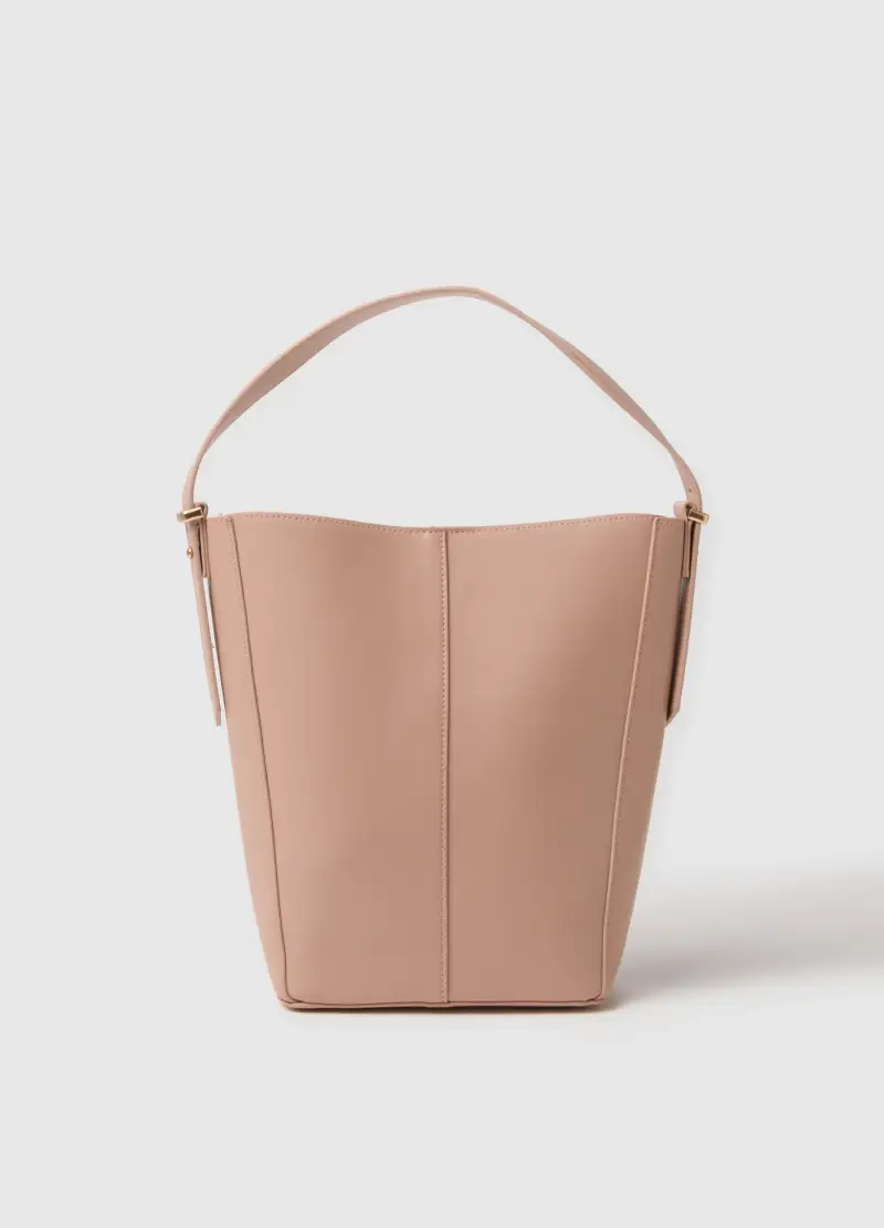 Borsa A Secchiello Rosa Con Dettagli Dorati, Donna, Rosa