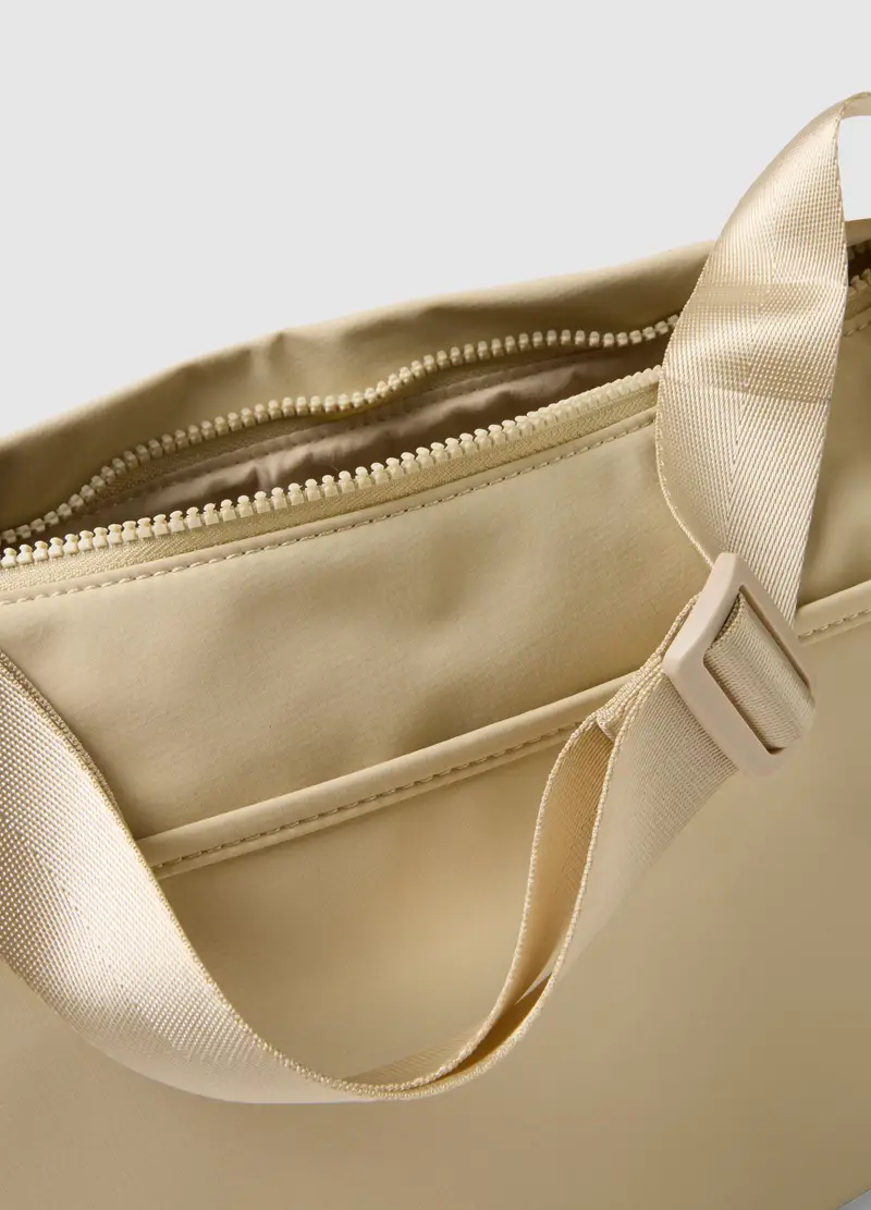 Borsa A Tracolla Beige Con Zip, Donna, Beige miniatura 3