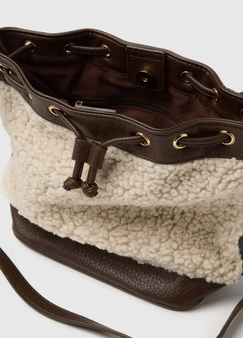 Borsa Beige Con Dettagli Marroni, Donna, Multicolor miniatura 3