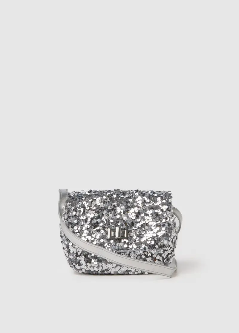 OVS, Borsa Da Ragazza Grigia Con Paillettes, Bambina, Grigio, Taglia: ONE SIZE